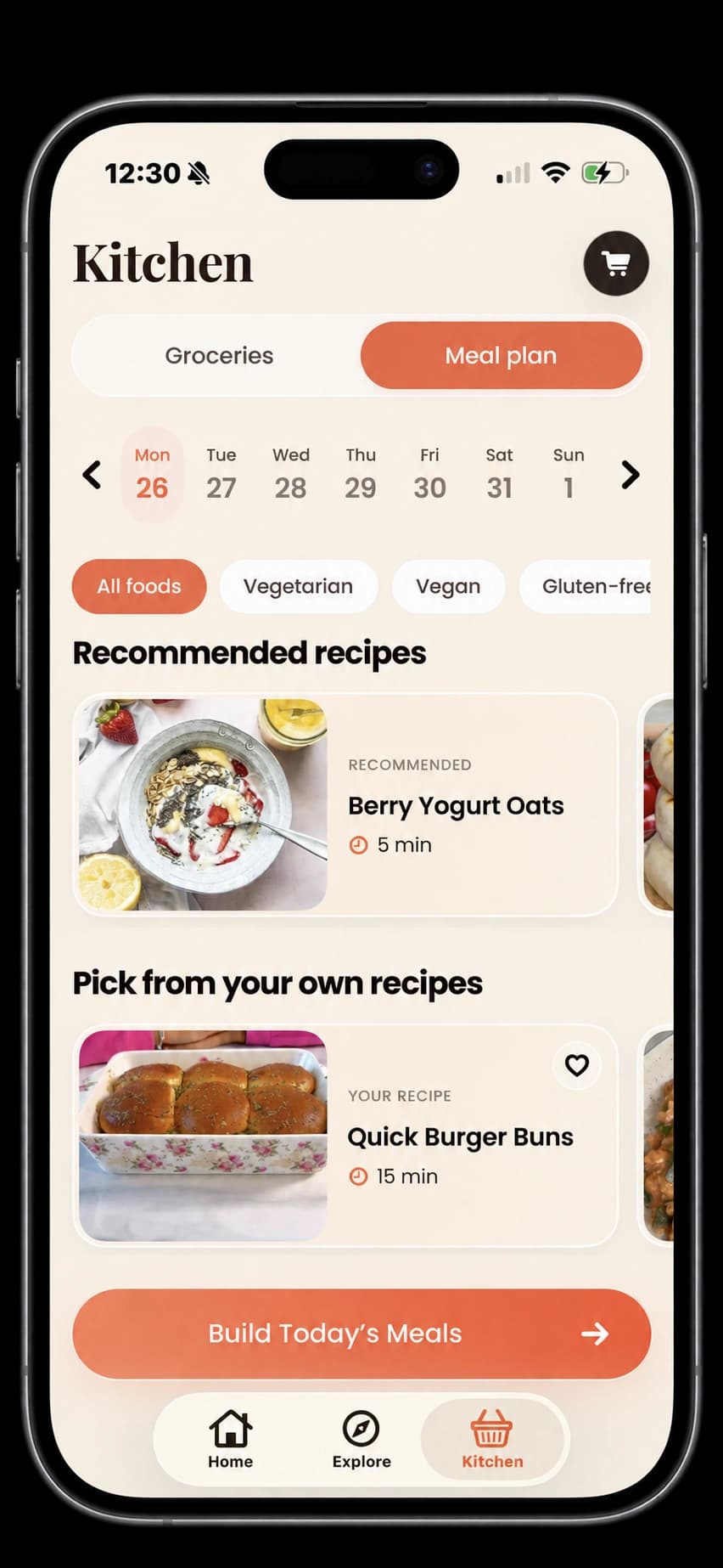 Bunpy’s weekly meal-planning screen